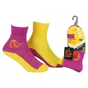 Brisbane Broncos Infant 2 Pack Socks - Size 0-6mths