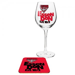 Essendon Bombers Wine Glass and Coaster