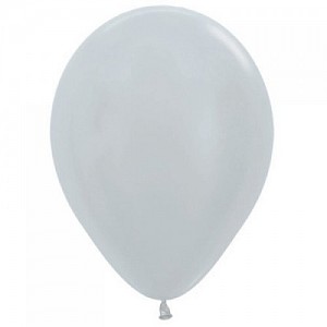 Satin Silver 30cm Latex Balloon