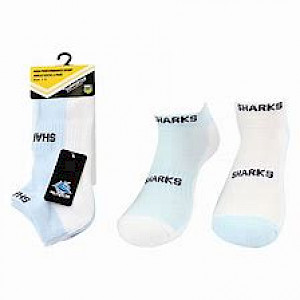 Cronulla Sharks 2PK Ankle Socks - Size 2-8