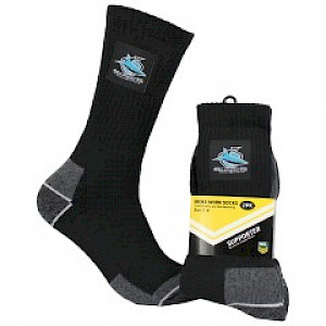Cronulla Sharks 2PK Work Socks - Size 11-14