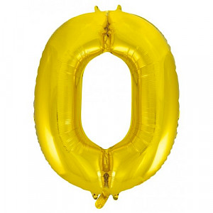 34" Number 0 Foil Balloon - Gold